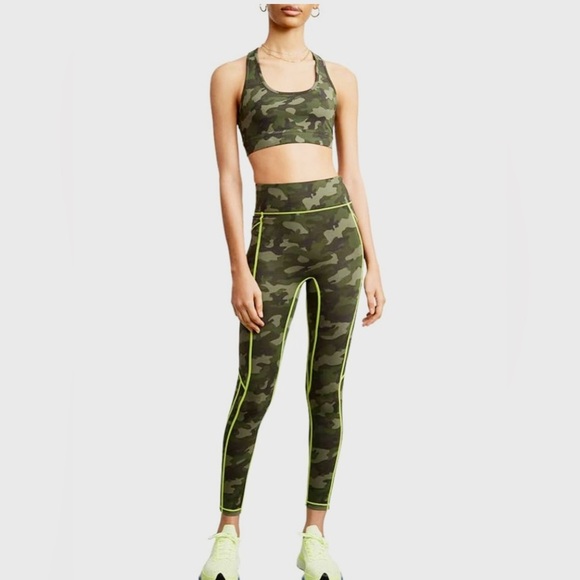 ALL ACCESS Pants - All Access Front Row Bra (M) and Leggings (S) in Olive Camo Set EUC
